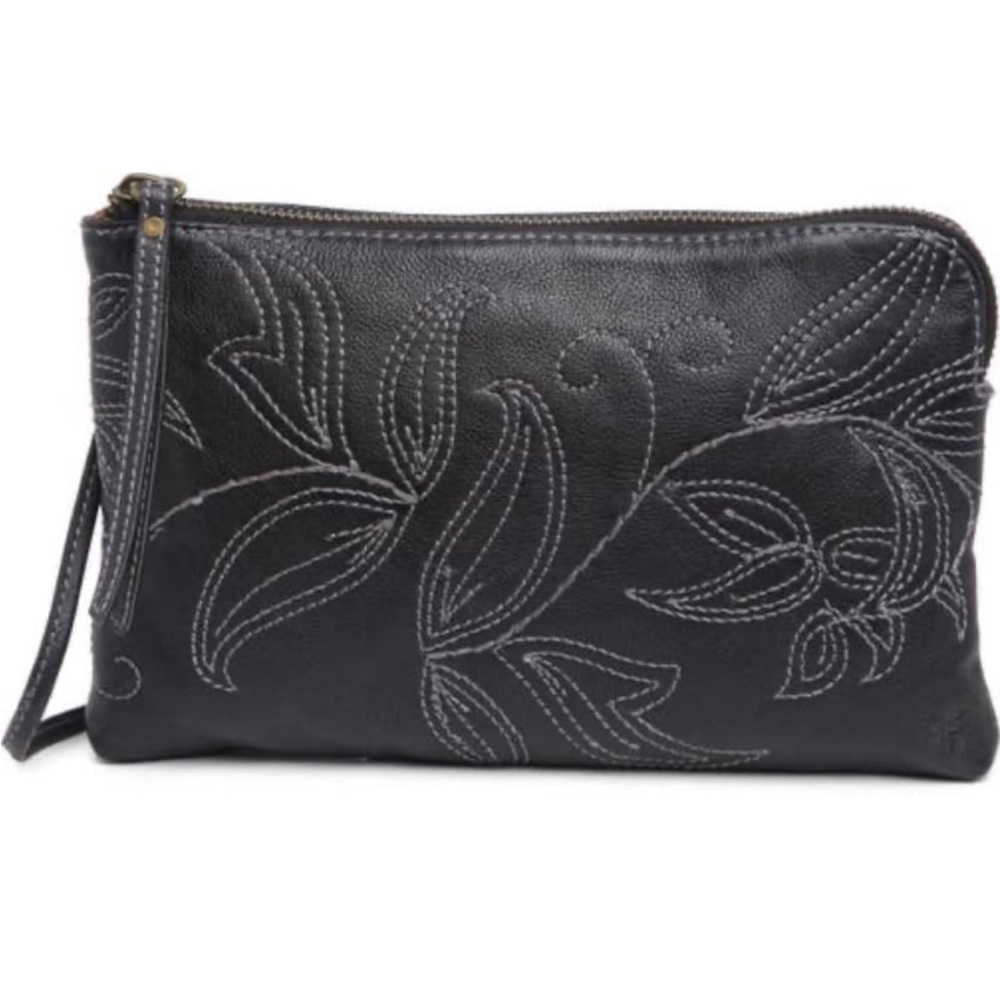 Frye Hadley Floral Embroidered Leather Clutch - Picture 2 of 9